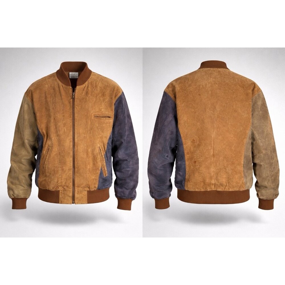 PB Martin Vintage Leather Jacket Colorblock 80s 90s Bomber Mens L